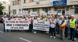 Sindicaliştii de la Finanţe Publice pichetează Antifrauda din Constanţa